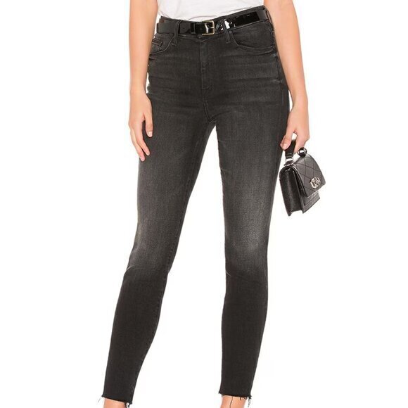 Mother Women's High Waisted Looker Ankle Fray Jeans In Night Hawk - Size 29